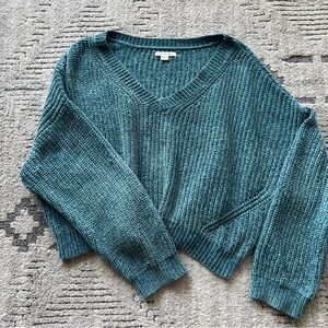 Teal / Blue American Eagle Chunky Knit Oversized Cropped Sweater Size XS